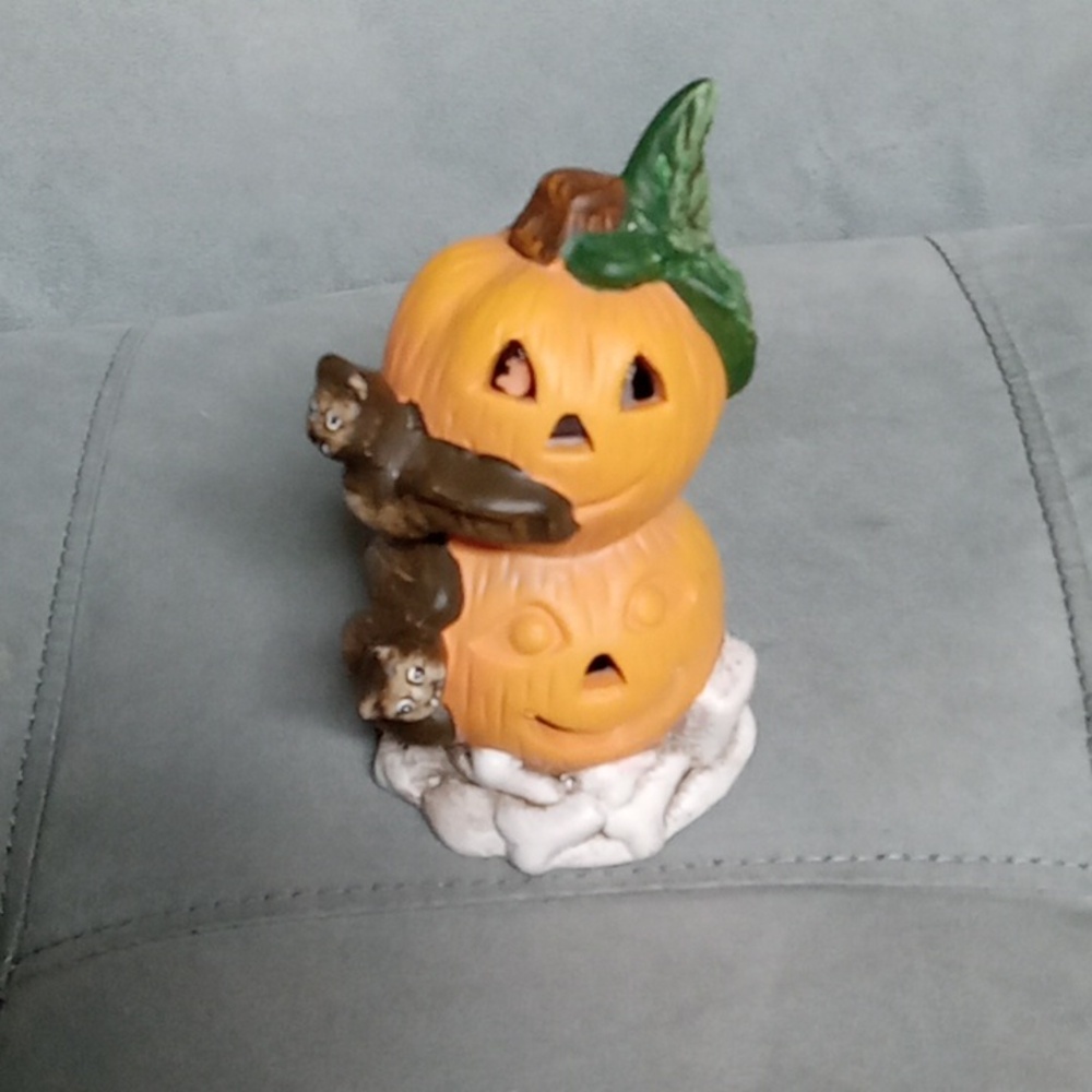 Halloween Jack O' Lanterns, Bats, & Bones Ceramic Figurine